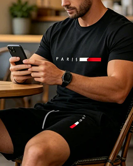 Set Mężczyzn Crew Neck Monogram Casualny