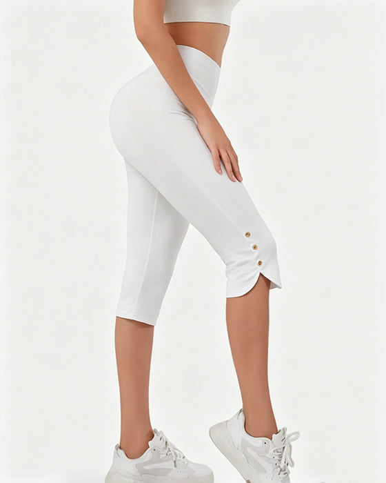 Legginsy Jednokolorowe Slim-Fit Skrócone