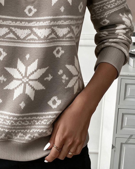 Bluza Nadruk Pół Zamek Stojący Kołnierz