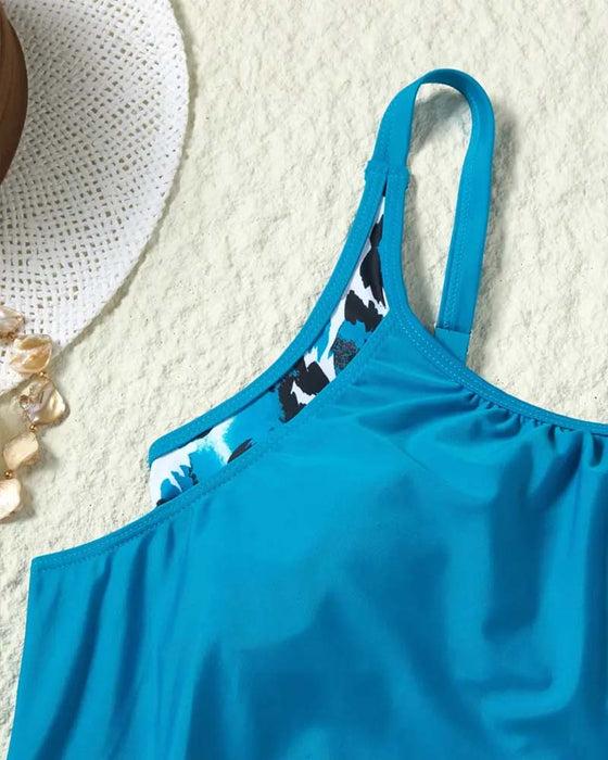 Tankini Kwiatowy Druk Boy Shorts