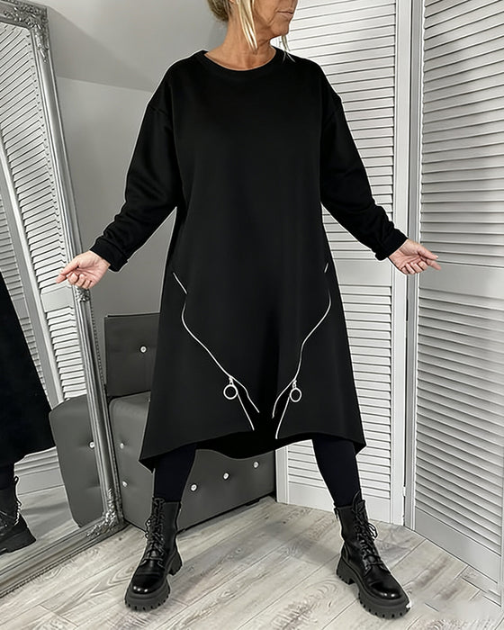 Luźna Oversize Sukienka Z Zamkiem