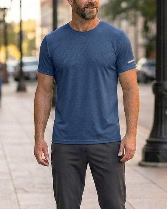 Męski T-Shirt Jednokolorowy Krótki Rękaw Sportowy
