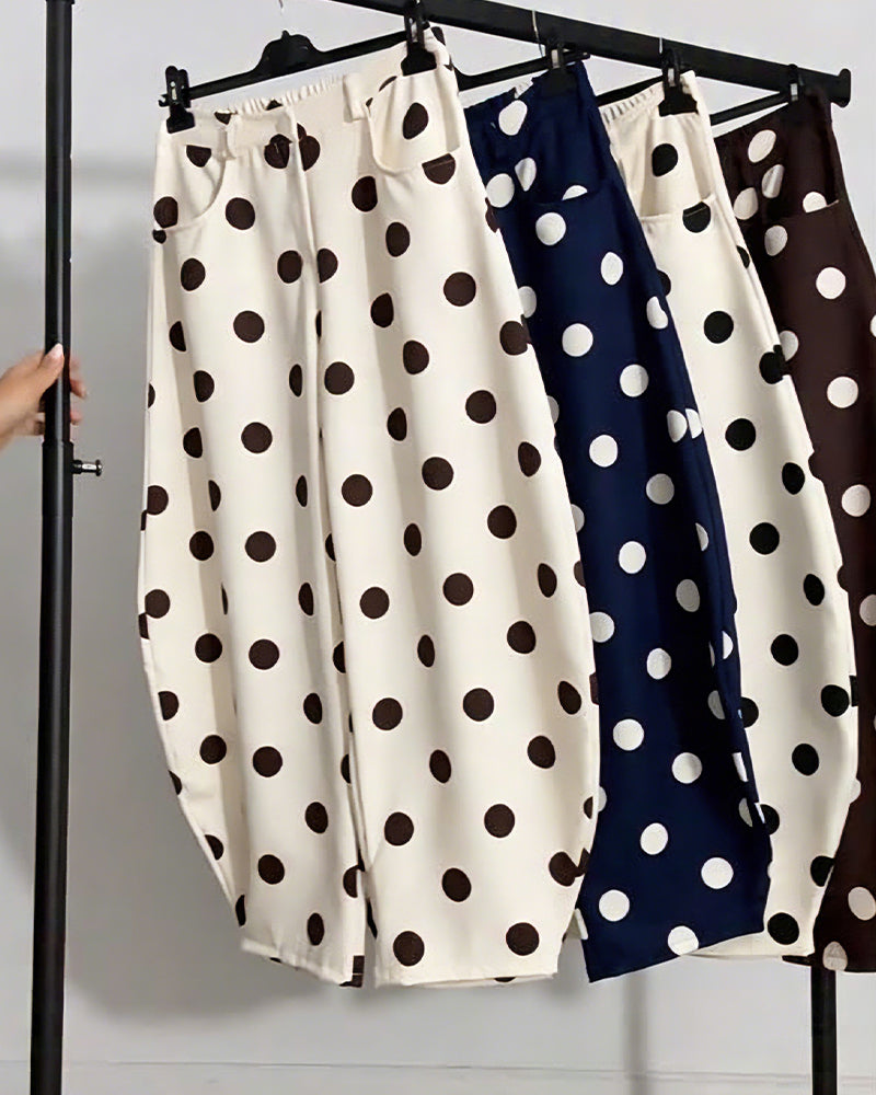 Spodnie Vintage Polka Dot Casual Harem
