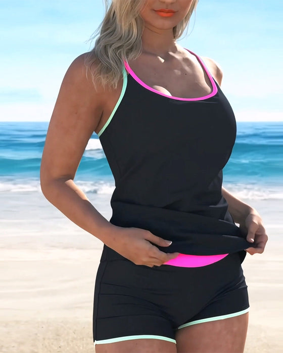 Tankini Kontrast Kolorów U Szyja Halter