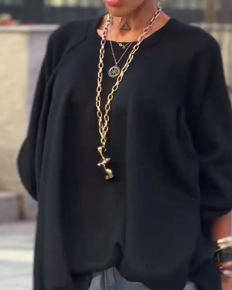 Top Jednokolorowy Luźny Nieregularny