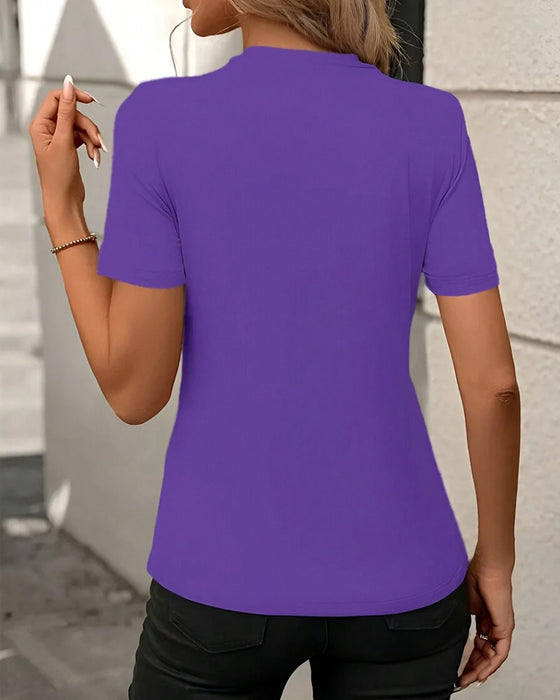 Koszulka Z Okrągłym Dekoltem W Jednolitym Kolorze, Krój Slim Fit