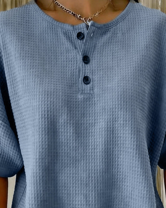 Top Gofrowy Luźny Casual