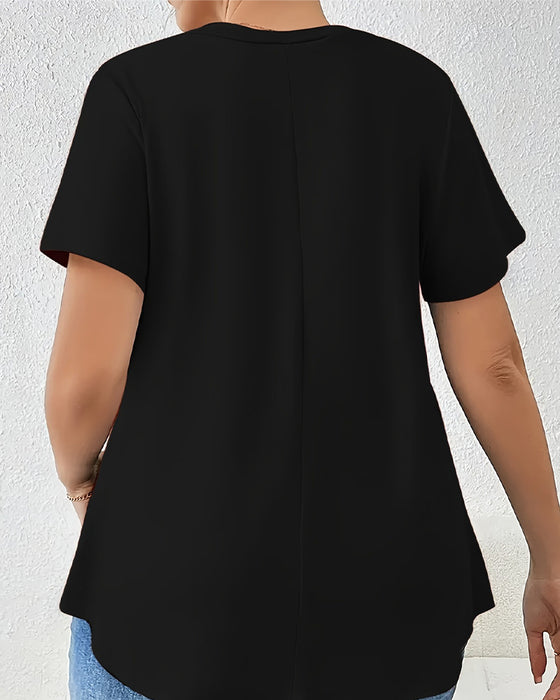 T-Shirt Ensfarvet Korte Ærmer Krydsstropper