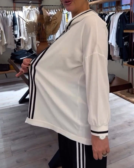 Dwuczęściowy komplet w paski z kapturem