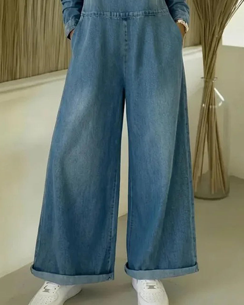 Kombinezon Ramię Poza Pasek Denim