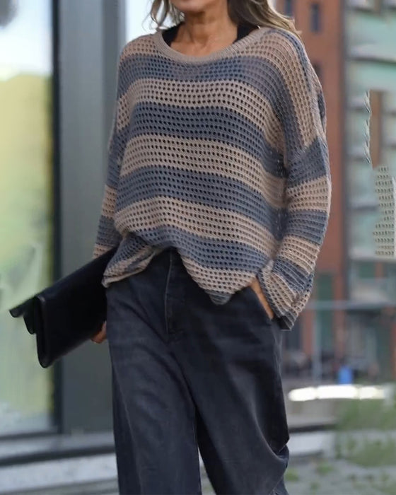 Pullover Pasek Wycięcie Dzianinowy