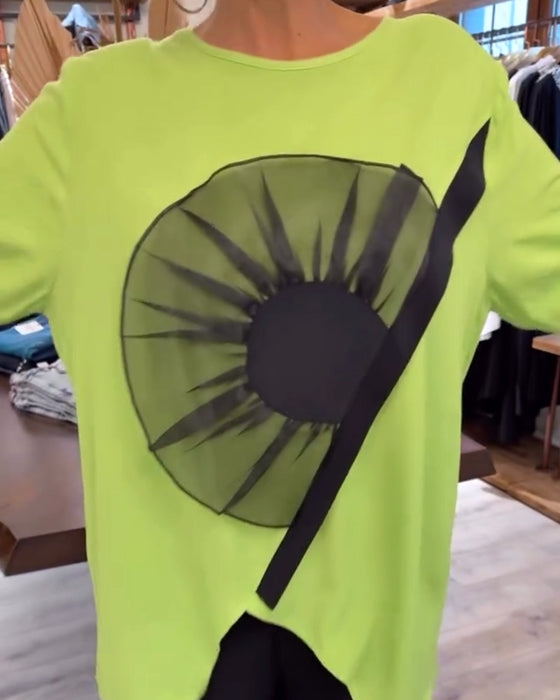 T-Shirt Kwiatowy Nadruk Krótki Rękaw Codzienny