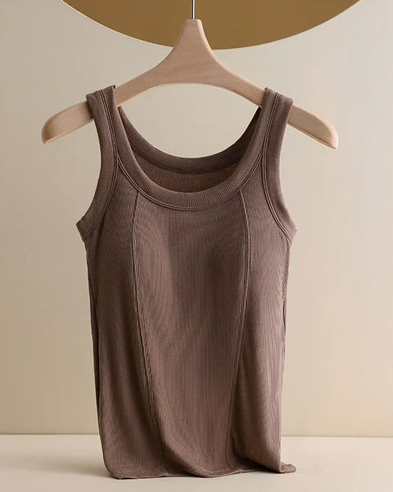 Top Cami Jednokolorowy Z Wbudowanym Biustonoszem