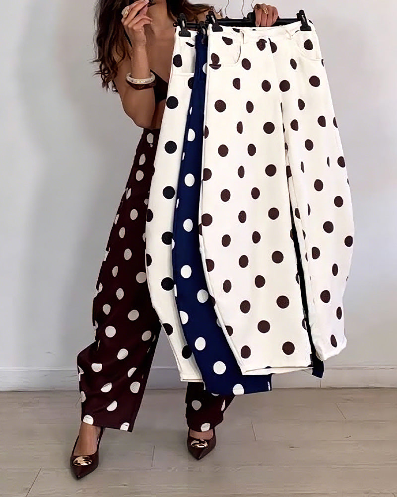 Spodnie Vintage Polka Dot Casual Harem