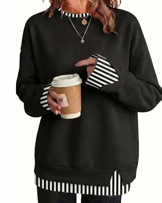 Bluza Fałszywa Warstwowa Luźna Długi Rękaw