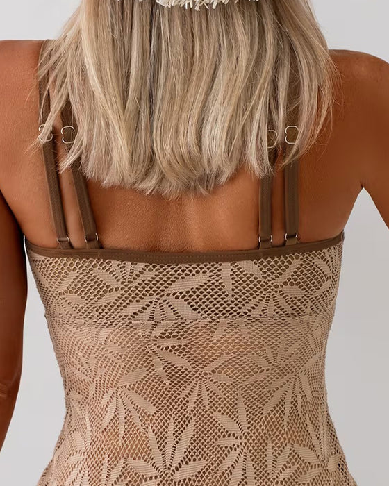 Tankini Ramiączko Spaghetti Siatka