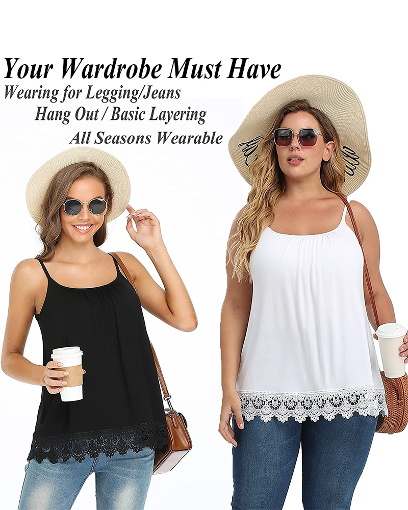 Cami Top Ramiączka Spaghetti Marszczona Koronka Patchwork Wbudowanym Biustonoszem