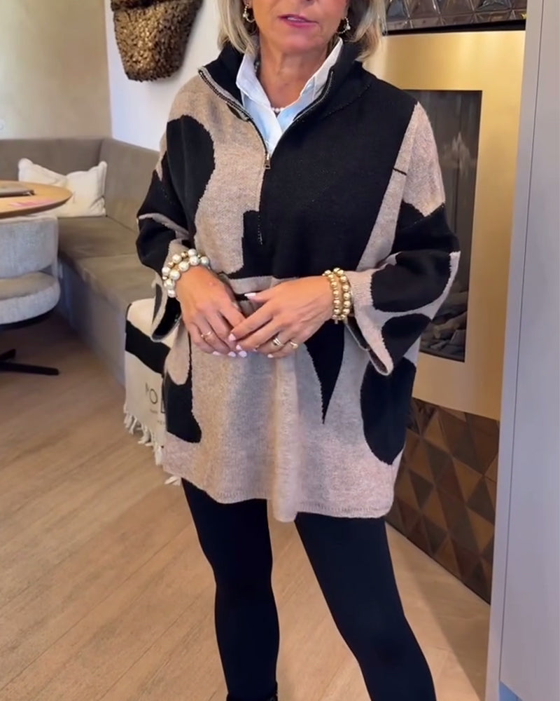 Sweter Z Półzamkiem I Modnym Stójkowym Kołnierzem