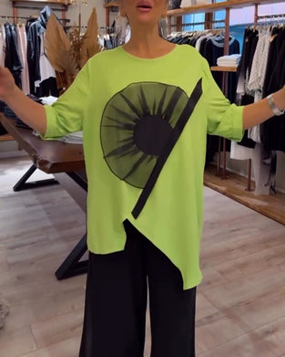 T-Shirt Kwiatowy Nadruk Krótki Rękaw Codzienny