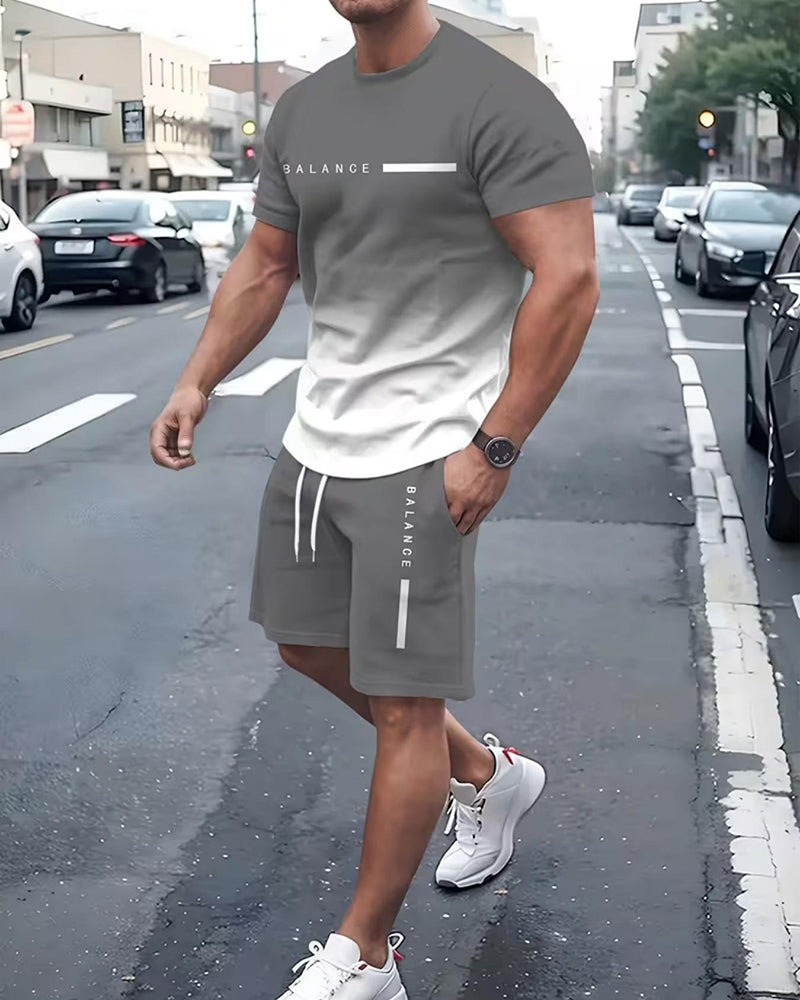 Męski Zestaw Codzienny Z Nadrukiem Dwuczęściowy