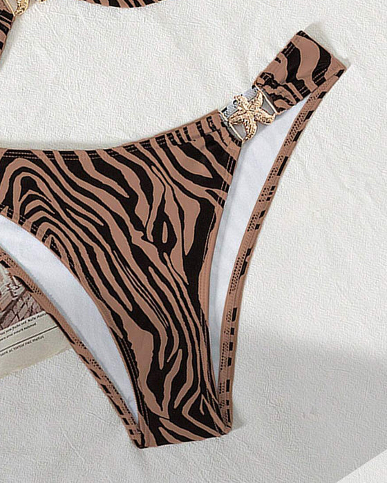 Bikini Wzór Zebry Seksowne Wiązanie