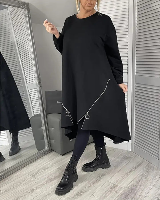 Luźna Oversize Sukienka Z Zamkiem