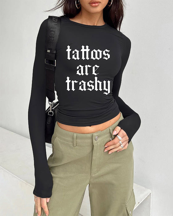 Dopasowany T-Shirt Z Długim Rękawem