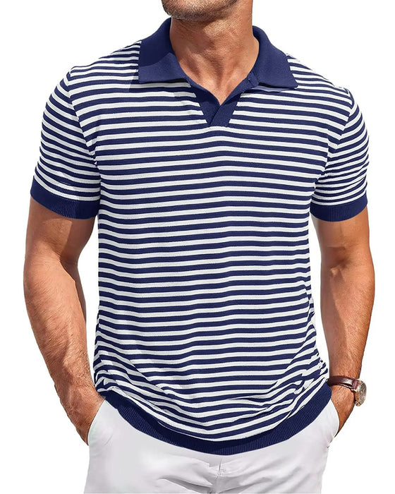 T-Shirt Kołnierz-Polo Pasek Blok-Koloru