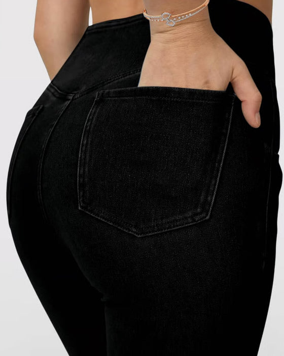 Spodnie Wysoka Rozciągliwość Moda Kieszeń Dzwon