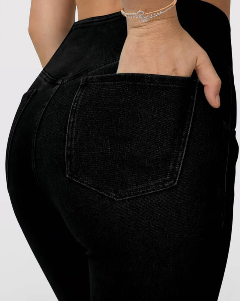 Spodnie Wysoka Rozciągliwość Moda Kieszeń Dzwon