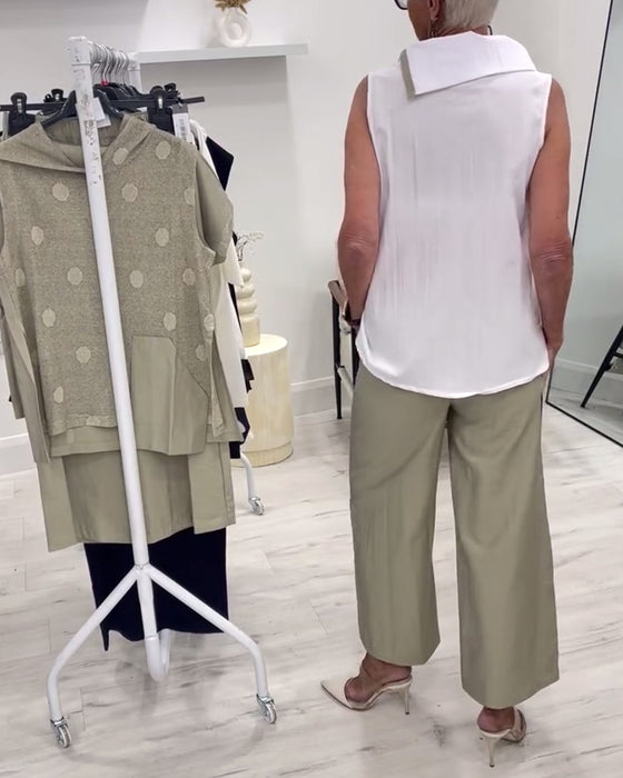 Garnitur Bez Rękawów Szeroki Kołnierz Modny