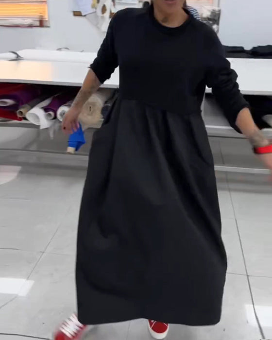 Luźna sukienka maxi w jednolitym kolorze