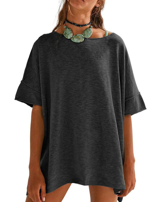 T-Shirt Jednokolorowy Patchwork Półrękaw