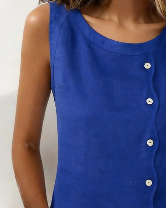 Tank Tops Bez Rękawów Bok Guzik