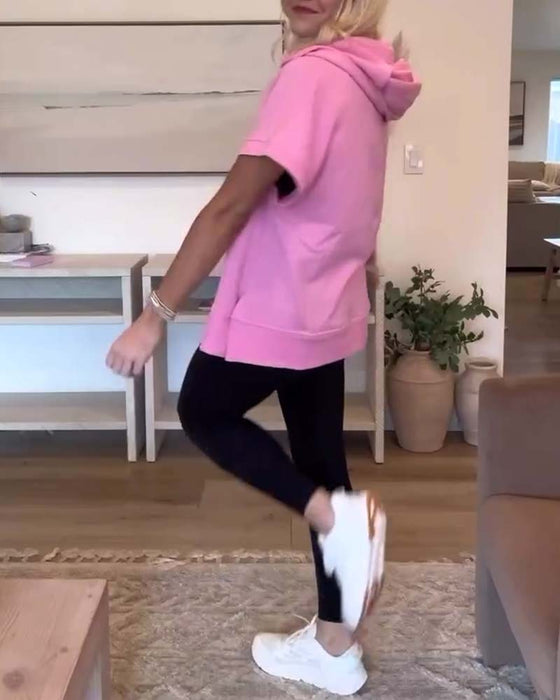 Bluza z krótkim rękawem i kieszenią zapinaną na zamek