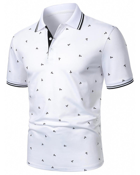 T-Shirt Kołnierz Polo Wzór Strzałka Casual