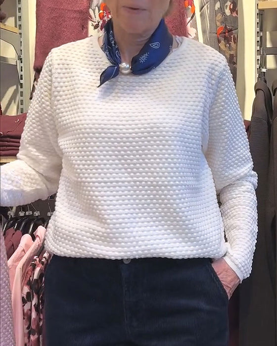 Bluza Okrągły Dekolt Pullover Jednokolorowy
