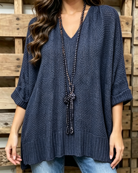 Pullover Ażurowy Oversized Swobodny
