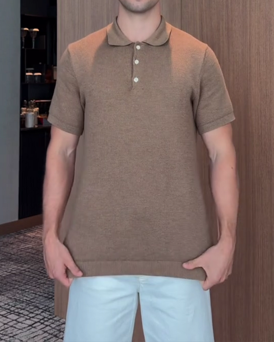 Męski T-Shirt O Luźnym Kroju Z Casualowym Kołnierzykiem Polo