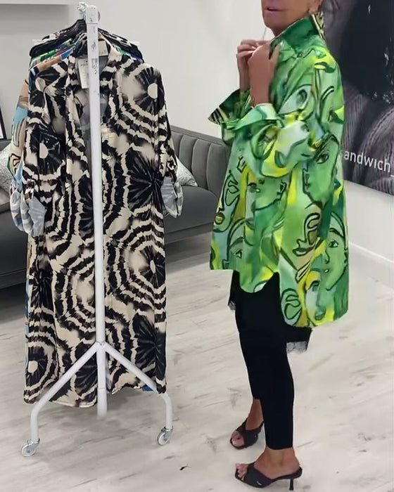 Koszula z guzikami i nadrukiem twarzy