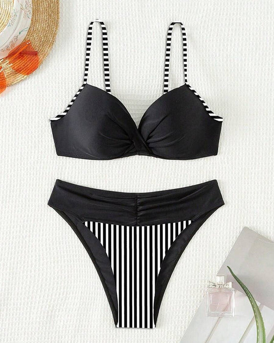 Bikini Seksowny W Paski Kontrastowy Trójkątny