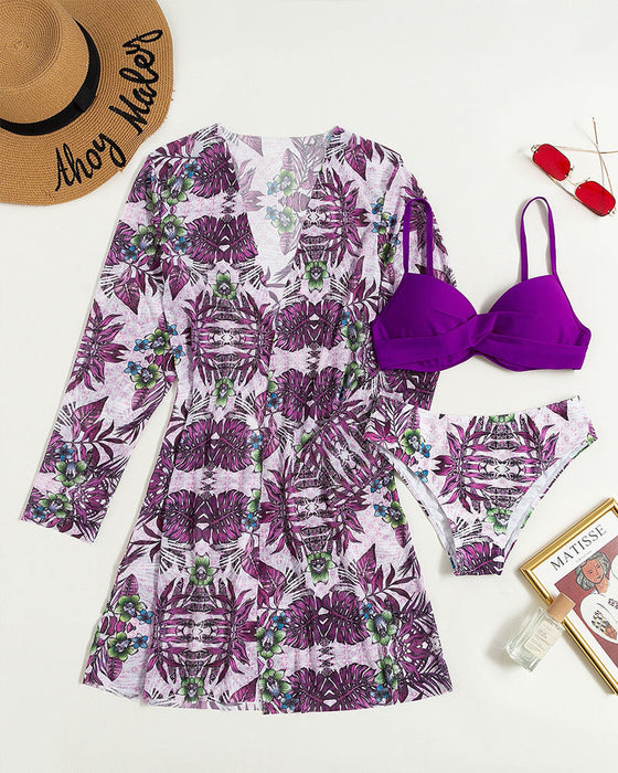 Dwuczęściowy strój kąpielowy bikini z kimono