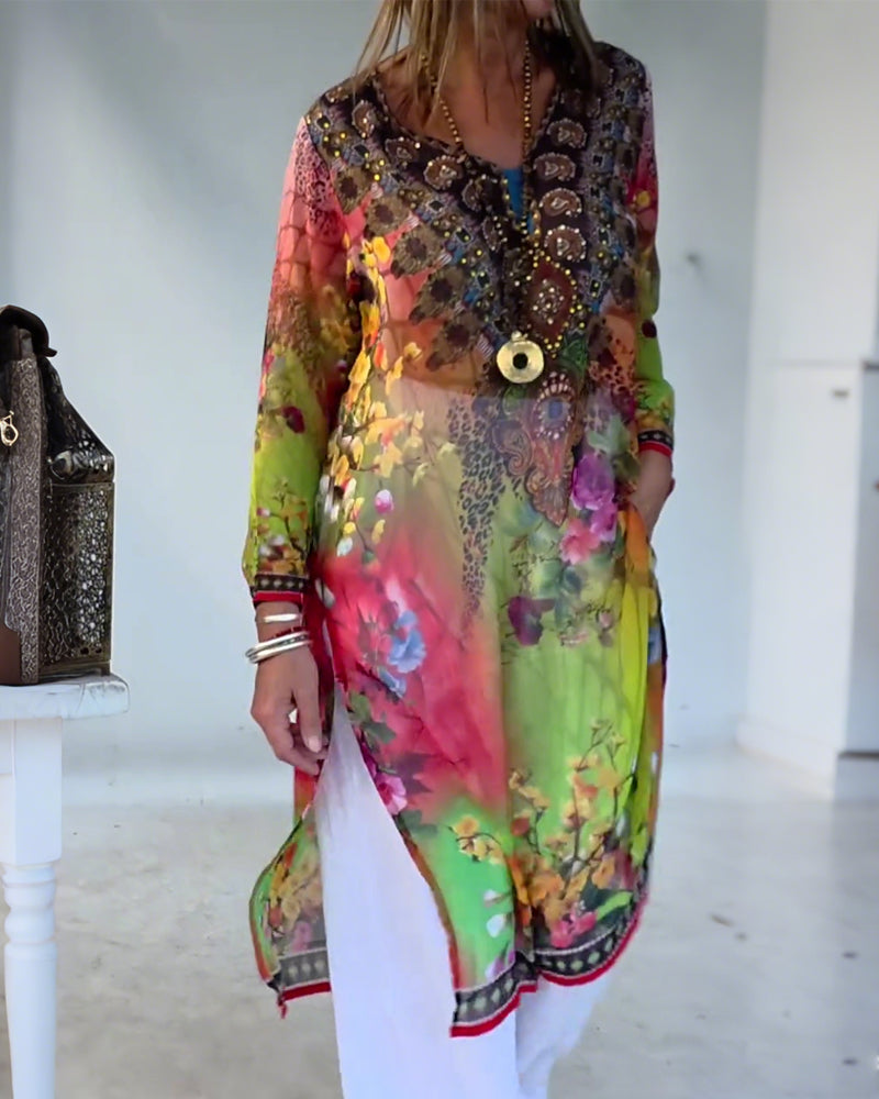 Sukienka Bohemian Styl V Dekolt