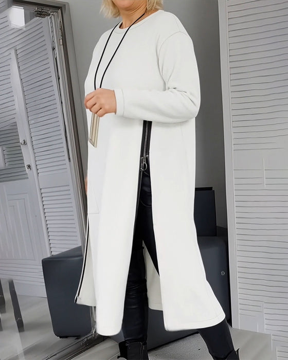 Sukienka Stylowa Duża Kieszeń Design Z Zamkiem