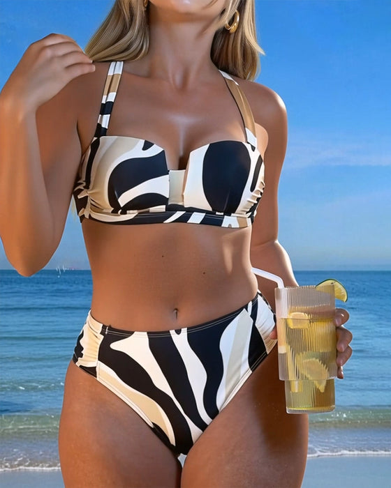 Bikini Wakacyjny Z Nadrukiem Zwierząt Bez Fiszbiny