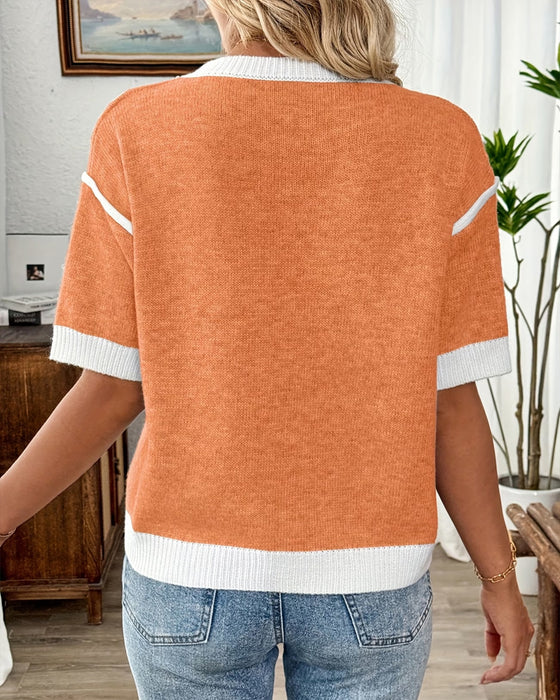 Knit Top Trójwymiarowy Kwiatowy