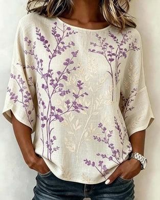 Bluzka Okrągły Dekolt Patchwork Luźny