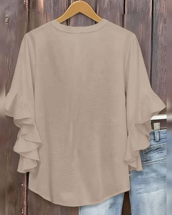 Bluza Mały Dekolt W Falbanka