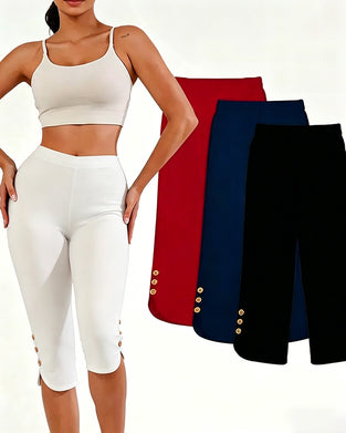 Legginsy Jednokolorowe Slim-Fit Skrócone