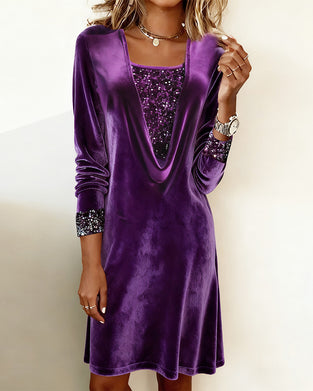 Sukienka Elegancka Cekinowa Patchwork